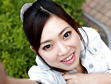 Slim Japanese hottie showing her ass to tease you