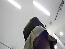 Shoe shop worker upskirt