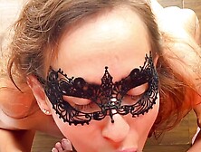 A Teen Girl In Mask Sucks Dick,  Cums On Face Sperm,  Seaview Room,  Pov Blowjob Cumshot