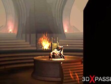 A Hottie young blonde gets plowed rough by a fire