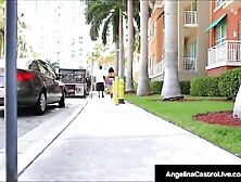 Corpulent Cunt Angelina Castro takes a large ebony weenie into her constricted Latin babe Twat!