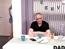 DADDY4K Excited blonde sneaks into kitchen and seduces BFs old dad