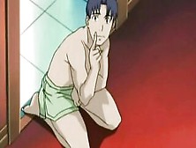 Lovely anime brunette loves having her big tits teased and fondled