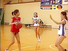 Girls from Asia playing basketball and showing naked tits