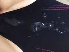 cum on sweet skinny in onepiece sport swimsuit