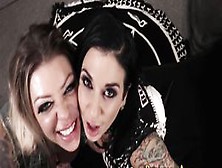 Two Tattooed Gothic Sluts Suck