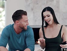 Dark Haired lover grind her clitoris while getting plowed rough