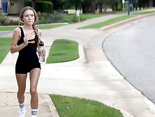 Snow bunny seen jogging dark dude picks her up & give her BBC