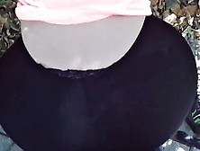 Big ass chick in black leggings loves to have fun