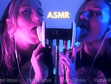 SFW ASMR DOUBLE EARGASM - PASTEL ROSIE - Sensual Binaural Ear Eating - Egirl Homemade Wet Ear Licking