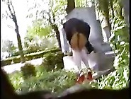 short dress no panty upskirt (fake) at cemetery 1