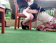 Kinky Wife Sucks Big Cock Under The Table