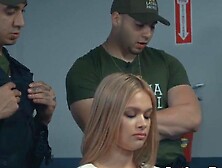 Beautiful immigrant riding lucky agents dick