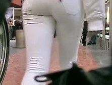 teen babe with perfect ass in tight white jeans (18+)