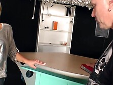 Helpless blonde can only gives sex to officers