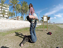 Julia Roca Showing Off Her Stretching Skills Outdoor