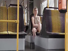 Amazing Blonde In Bus (Downblouse And Upskirt No Pantie)