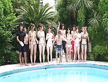 Wild Japanese pool party with lots of squirting sluts