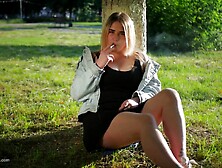 Nastya Is Smoking In The Park