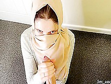 Young Muslim Pregnant Wife In Hijab Trained By Her Husbund On How To Please A Man