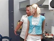 Scandalous German blonde with small tits shoots amateur porn with  dad