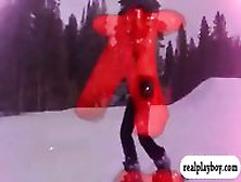 Hot Girls Hit The Snow For Some Boarding While Naked