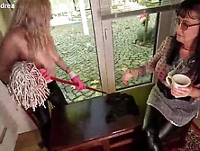 Lascivious abode cleaning with old grannies