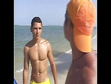 Hot Gay Threesome Fucking On The Beach