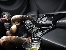 The Sleazy Whore Queen "African Dea" pisses and gets sexed by her making him sperm with an amazing fruit oral sex