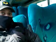 Oral sex and banging with creampie in public service bus - BlakeProductions