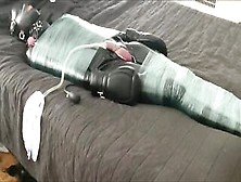 Latex Sub Fastened with Catheter,  Estim,  and Facesitting