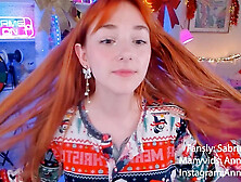 Unboxing fresh earrings with a sexy naked redhead showing off her big ass