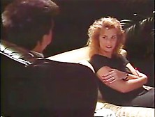 Blonde slut masturbates with toy before lesbian sex