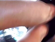 Lady in blue upskirted