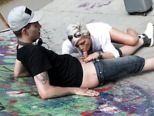 Blonde lady Lora Licious wants to bounce on his dick