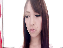 Asian sweetie rubs hairy pussy through pink panties