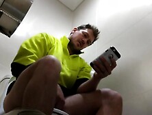 Horny Dude Is Filmed While Jerking Off In Public Toilet