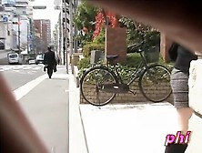 Asian babe got skirt sharking in front of her mailbox.