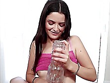 Brunette teen Bella Forbes wanking her cunt with toys in pov