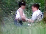 Handjob and blowjob outdoor