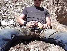 Older Muscle Hunk Pees In Jeans And Enjoys Watersports At A Golden Mine