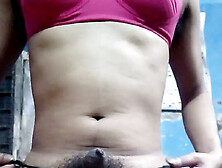 Hairy Indian Boy Wearing Pink Bra And Thong Panty