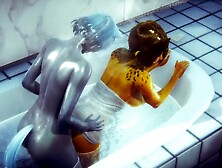 Furry Cartoon Tiger whore drilled in bath tube