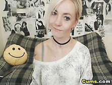 Gorgeous blonde webcam girl does a stunning striptease