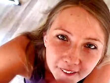 Beautiful Freckled Blonde Takes Facial