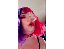 Plump Cougar Tina Snua Smokes A Cork Tipped Cigarette In Latex Gloves -