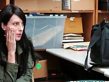 TEEN SHOPLIFTERS - Brunette teen Alex Harper gets hammered by dirty cop