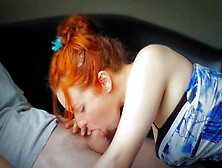 Redhead Gives Blowjob