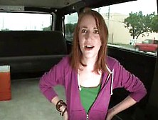 Redhead Fellating Shaft In Pov Style In Bus