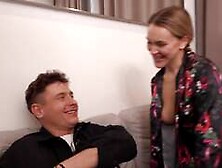 Sultry light-haired fun bags boom ride; orgasmic sweetie jism on back.  Get a